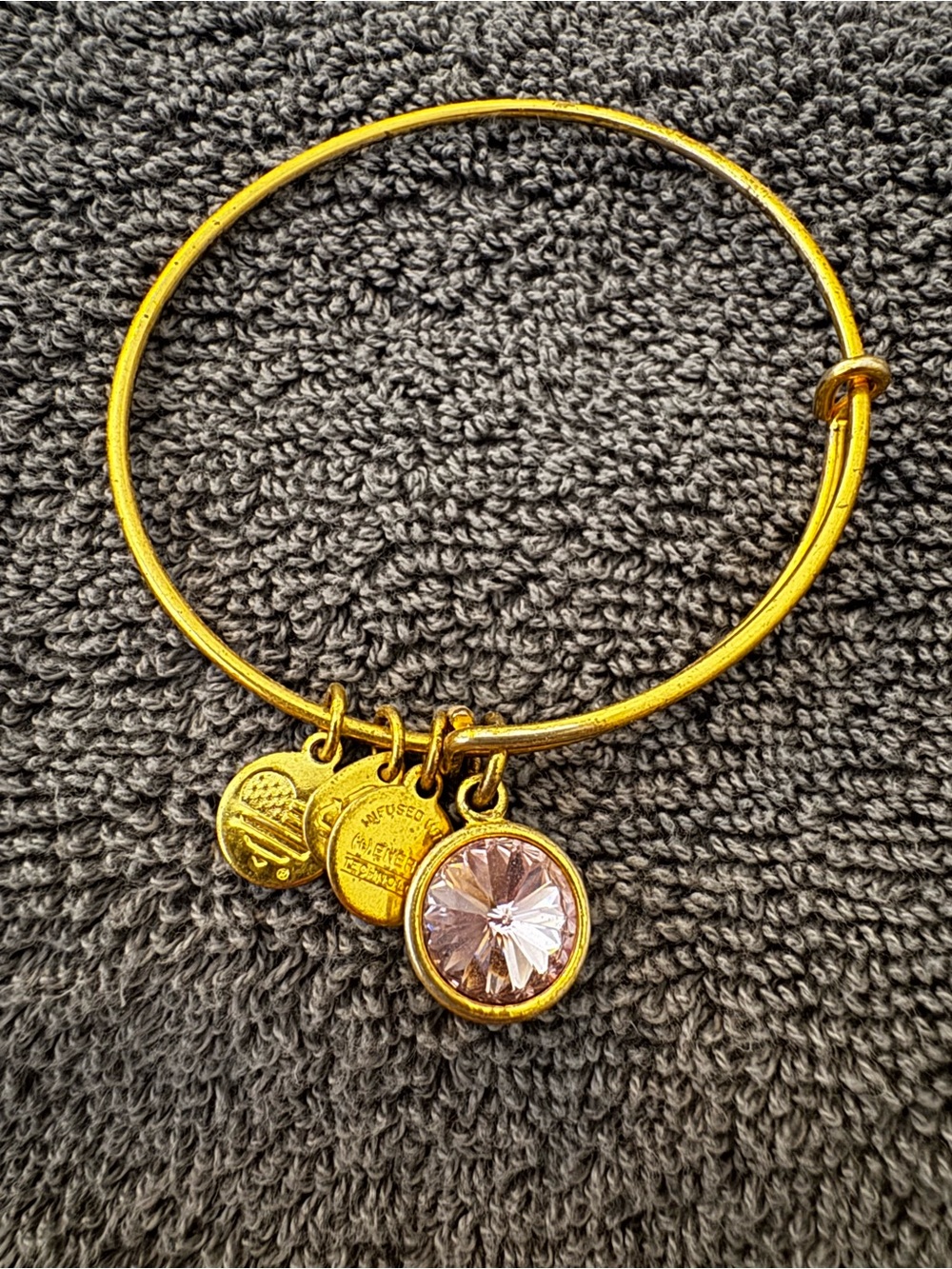 Alex and Ani Gold-Tone Adjustable Bangle with June Birthstone Charm